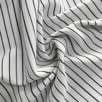 White 6MM Stripe 240gsm Polyester Knitted ESD Anti-Static Rib Fabric