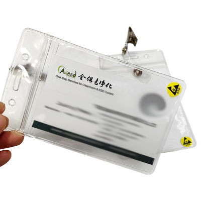 Clear Waterproof ESD Antistatic Plastic ID Card Holder Card Badge Case Holder With Clip