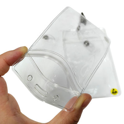 Clear Waterproof ESD Antistatic Plastic ID Card Holder Card Badge Case Holder With Clip