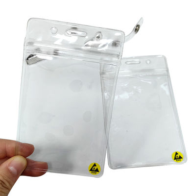 Clear Waterproof ESD Antistatic Plastic ID Card Holder Card Badge Case Holder With Clip