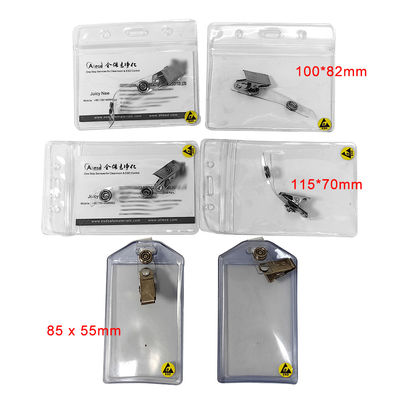 Clear Waterproof ESD Antistatic Plastic ID Card Holder Card Badge Case Holder With Clip