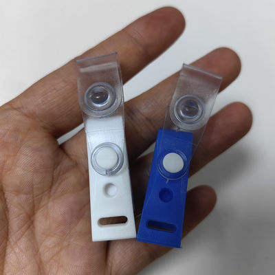Exclusive Blue White Plastic Hanging Clip Anti Slip Plastic Id Holder Badge Clip