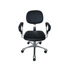 PU Antistatic ESD Safe Chairs Color Black And Blue Backrest Tilt Armrest Optional