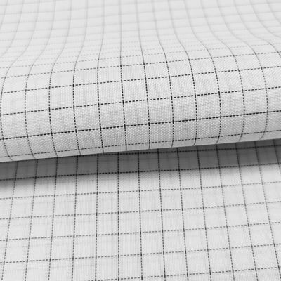 White 7MM Grid 65% Polyester+32% Cotton+2% Carbon Fiber T/C ESD Anti Static Fabric For Cleanroom Clothes