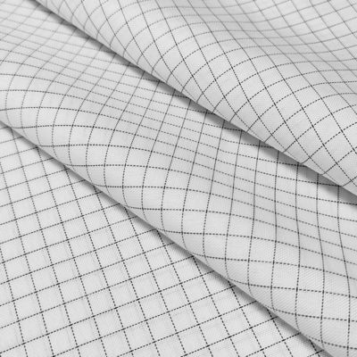 White 7MM Grid 65% Polyester+32% Cotton+2% Carbon Fiber T/C ESD Anti Static Fabric For Cleanroom Clothes