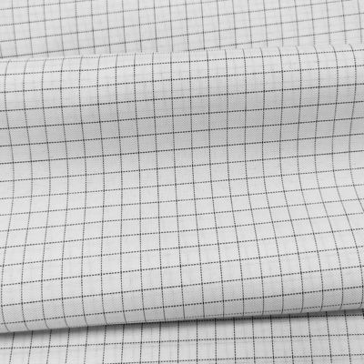 White 7MM Grid 65% Polyester+32% Cotton+2% Carbon Fiber T/C ESD Anti Static Fabric For Cleanroom Clothes