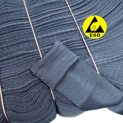 93% Polyester 7% Carbon Fiber ESD Antistatic Rib Fabric For Cleanroom Clothing Cuffs