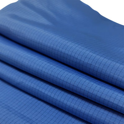Blue 65% Polyester 32% Cotton 2% Carbon Fiber ESD Fabric Black 4mm Grid Conductive Wire Red Anti Static TC Fabric