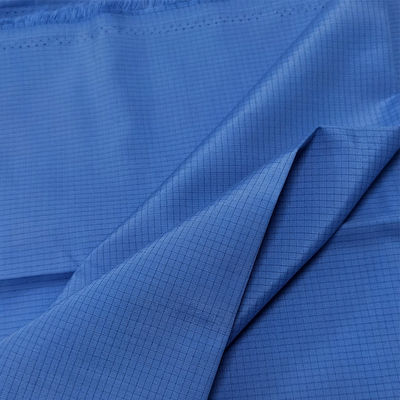 Blue 65% Polyester 32% Cotton 2% Carbon Fiber ESD Fabric Black 4mm Grid Conductive Wire Red Anti Static TC Fabric