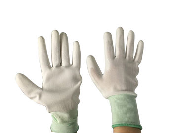 White Polyurethane Palm Coated Anti Static Gloves Seamless Polyester Liner Glove