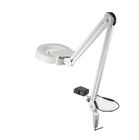 LED Illuminated Magnifying Lamp Spring Internal Clamp Base 5 Inch Lens With Lids