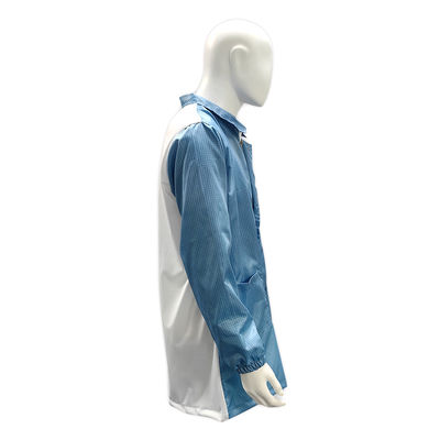 Cleanroom ESD Antistatic Jacket With A Lapel Zipper White Mesh Back Anti-Static Lab Coat Jacket