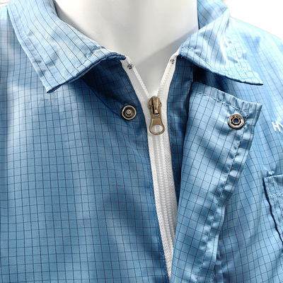 Cleanroom ESD Antistatic Jacket With A Lapel Zipper White Mesh Back Anti-Static Lab Coat Jacket