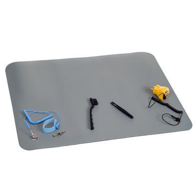 ESD Grey PVC Table Mat Antistatic Mat With Button For Antistatic Area