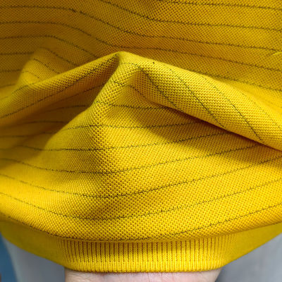 Yellow 5mm Stripe 99% Cotton+1% Carbon Fiber ESD Anti-static Long Sleeve Shirt For Laboratory