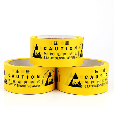 Yellow ESD Anti Static Warning Tape Chinese Or English Identification Tape Protection Zone PVC Floor Tape