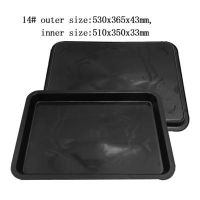 530x365x43mm ESD Antistatic Square Trays Black Plastic Rectangular Shallow ESD Tray ESD Electronic Circle Turntable