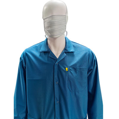 Blue Washable Cleanroom ESD Smock Antistatic Clothes Garment with 96% Polyester +4% Carbon