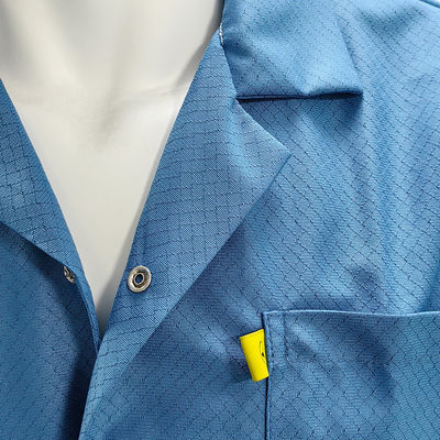 Blue Washable Cleanroom ESD Smock Antistatic Clothes Garment with 96% Polyester +4% Carbon