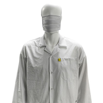 XS-10XL Cleanroom White ESD Coat 96% Polyester +4% Carbon Washable Antistatic Smock