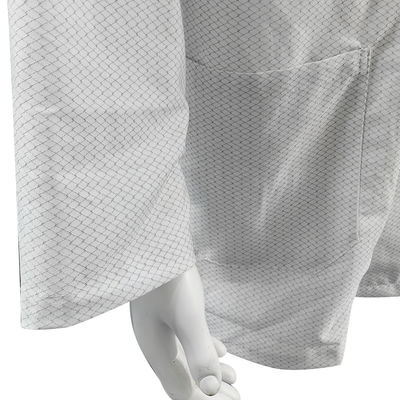 XS-10XL Cleanroom White ESD Coat 96% Polyester +4% Carbon Washable Antistatic Smock