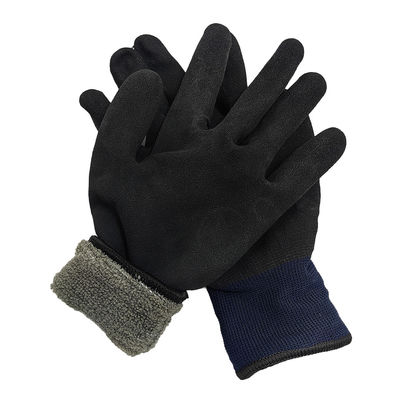 Black Blue Winter Outdoor Sports Working Latex Impregnated With Foam Cashmere Warm Glove