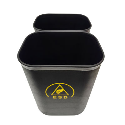 Black ESD Anti-static Plastic Square Dust Free Waste Bin 15L For Cleanroom