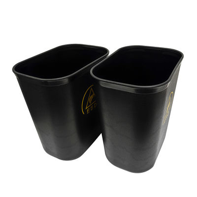 Black ESD Anti-static Plastic Square Dust Free Waste Bin 15L For Cleanroom