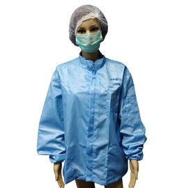 Antistatic Jackets Cleanroom Apparel 5mm Grid Polyester YKK Zip With Logo Printing