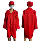 96% Cotton Red ESD Antistatic Smock Coverall with Same Color Cap