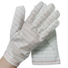 White Stripe PU Fabric ESD Anti Static Gloves Lint Free For Industrial Cleanroom
