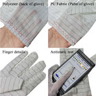 White Stripe PU Fabric ESD Anti Static Gloves Lint Free For Industrial Cleanroom