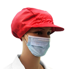 Polyester Breathable Stripe ESD Cap ForCleanroom Bright Red