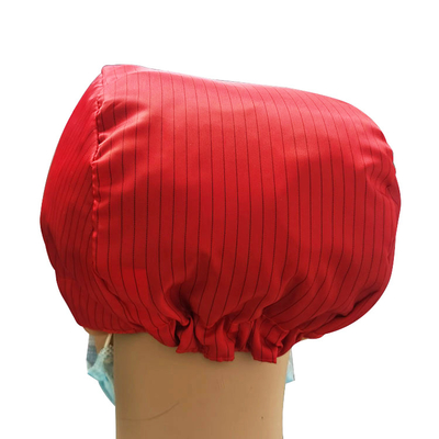 Polyester Breathable Stripe ESD Cap ForCleanroom Bright Red