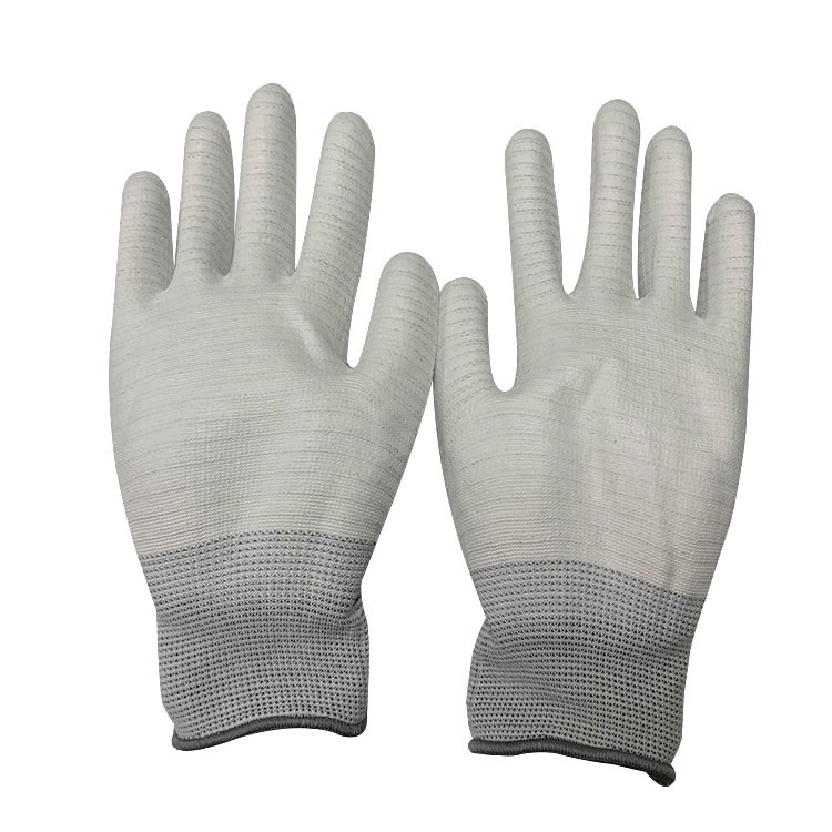 Polyester Anti Static PU Palm Coated ESD Gloves For Electronic Industry
