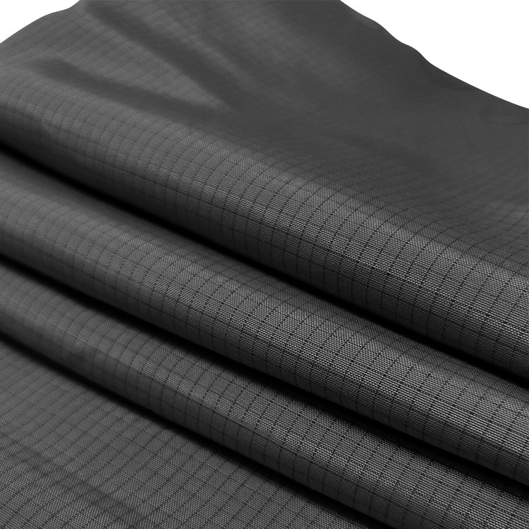 Black 5MM Grid Plain ESD TC Fabric 65% Polyester 33% Cotton 2% Carbon Fiber