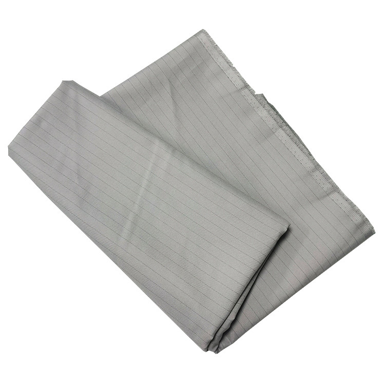 Grey 10mm Stripe Heavyweight ESD Polyester Cotton Fabric 65% Polyester 1% Carbon Fiber