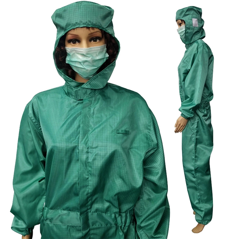 5mm Gird Washable ESD Anti-Static Bunny Suit For Cleanroom Workwear