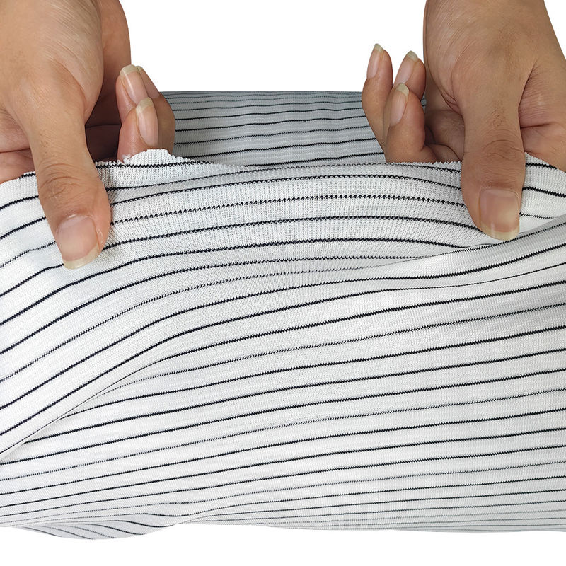 6MM Stripe 240gsm Polyester Knitted ESD Anti Static Rib Fabric