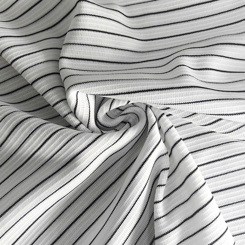 2*2 Rib ESD Fabric Elastic Antistatic Yarn Knit 6MM Stripe 240gsm Polyester