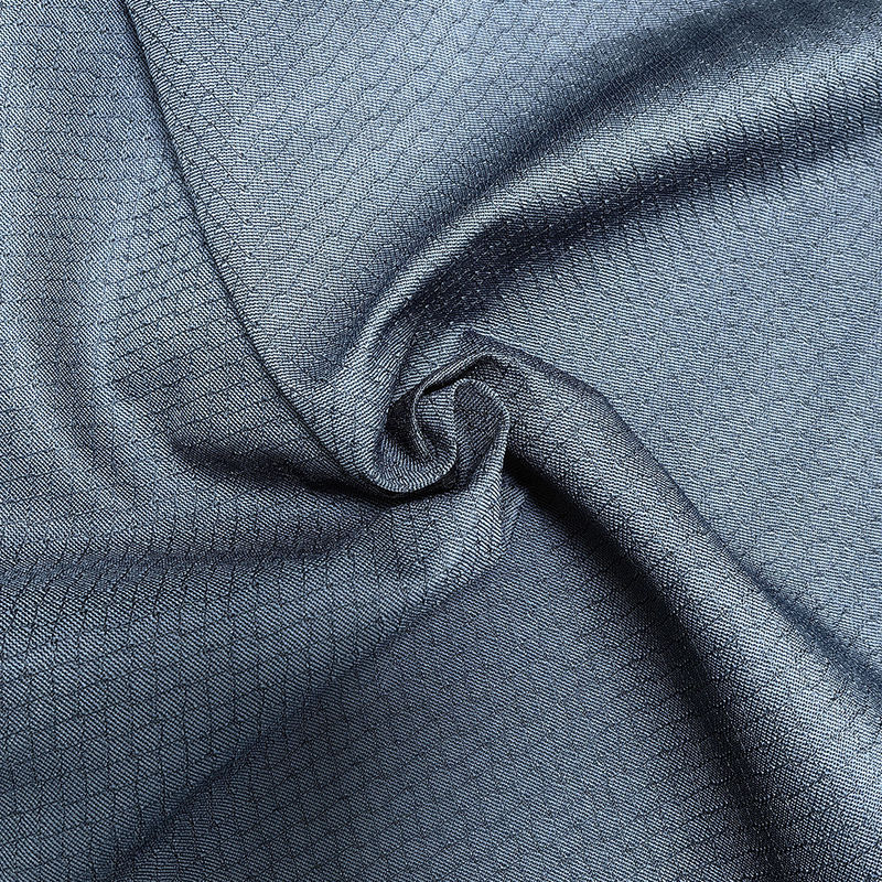 6mm Diamond Navy Blue Knitted Antistatic Fabric for ESD Coat and Polo Shirt