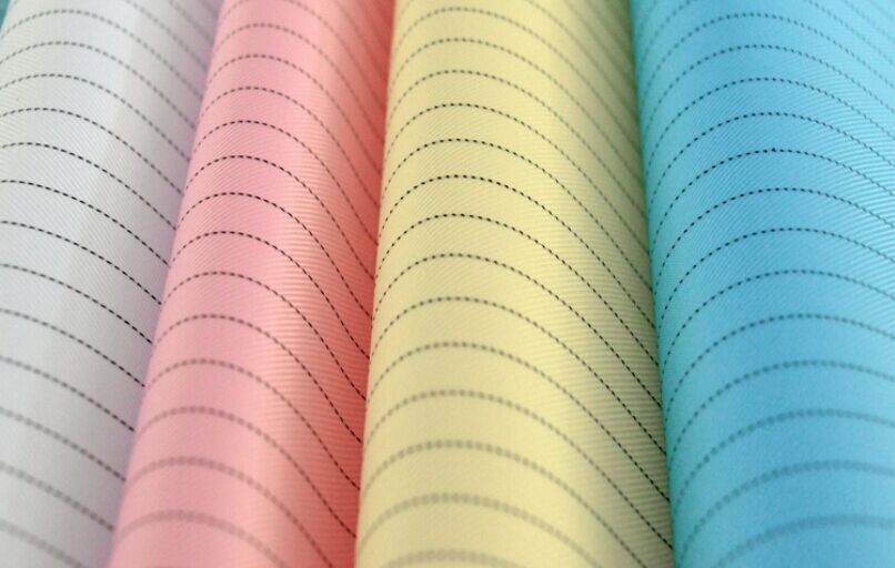 5mm Stripe Polyester ESD Fabric Antistatic 2 / 3 Twill 75D X 75D