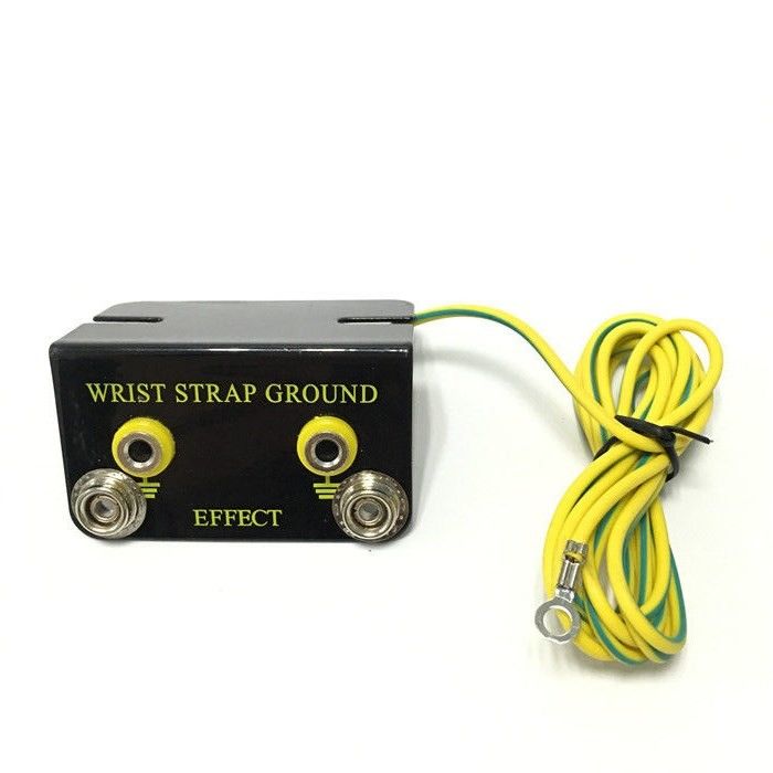 PVC / PU ESD Wrist Strap Dual Metal Bench Mount Ground Socket Ring Terminal Connector
