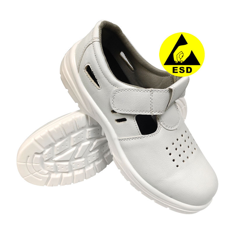 White PU Sole ESD Anti-Static Anti Smashing Labor Protection Shoes Breathable Anti-Static Steel Toe Safety Shoes