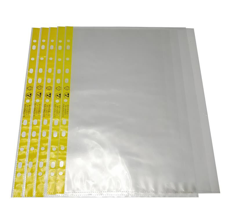 Polyethylene A4 A3 Esd Document Wallet 11 Holes File Wallet Soft Yellow Edges