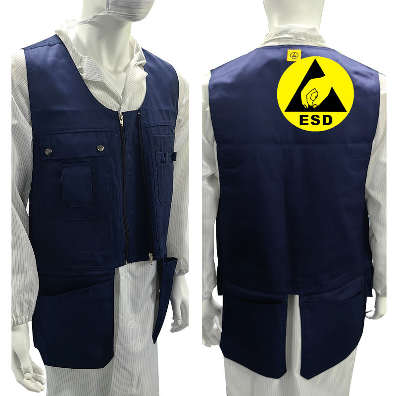 Navy Blue Denim Fabric Tool Vest Anti-Static Tool Kit Work Vest for Electrician