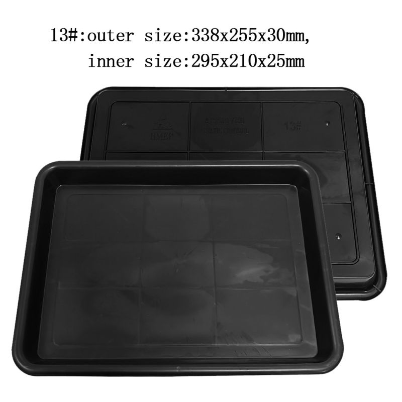 338x255x30mm Anti Static Square Tray Black Plastic Rectangular Shallow Tray ESD Electronic Circle Turntable