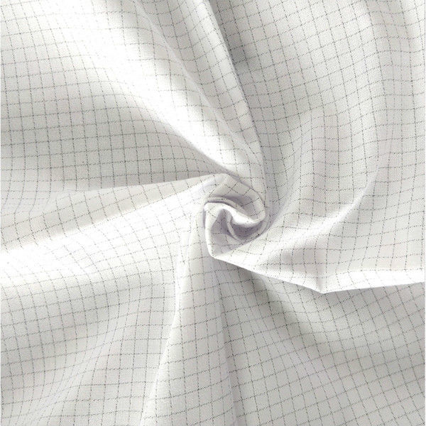 White Cotton Polyester Carbon 4mm Grid Anti Static Tessuto Panno