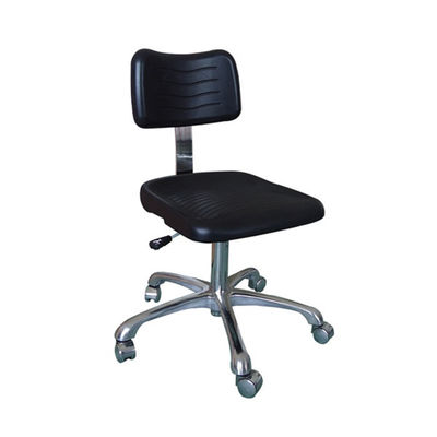 Black ESD Lab Chairs Polyurethane Material w/Footring Five Star Polished Aluminum Base
