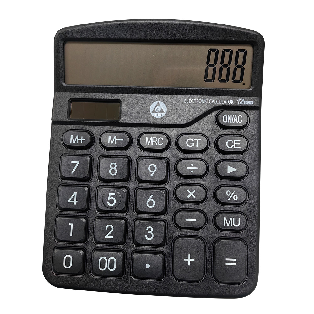Black ESD Calculator Dust Free 12 Digits Cleanroom Office Anti Static